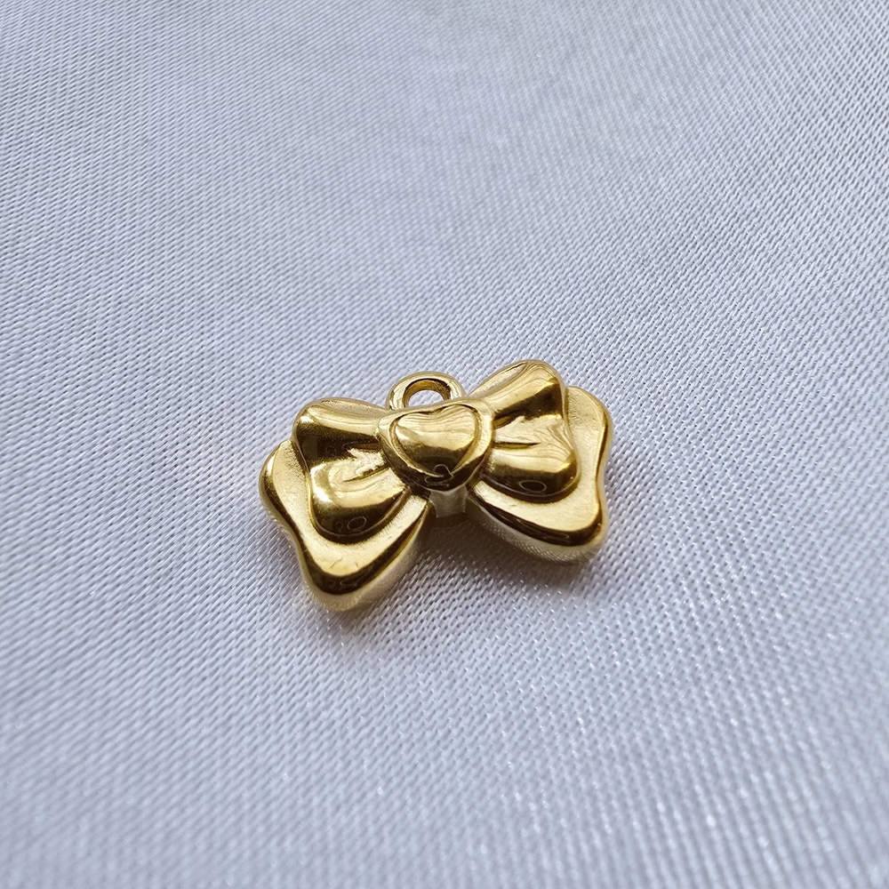 🏷NEW Non-tarnish‎ Gold Bow Heart Charm Pendant